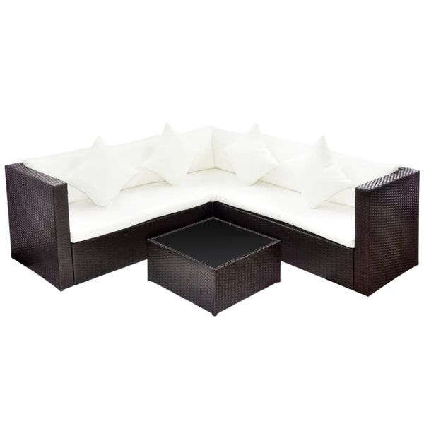 vidaXL Patio Furniture Brown Poly Rattan Medium Removable Covers