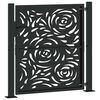 vidaXL Garden Gate Black 39.4x39.4" Steel Flame  Design