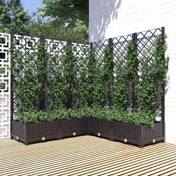 vidaXL Garden Planter Black Polypropylene 47.2 x 47.2 x 47.8 in Planters