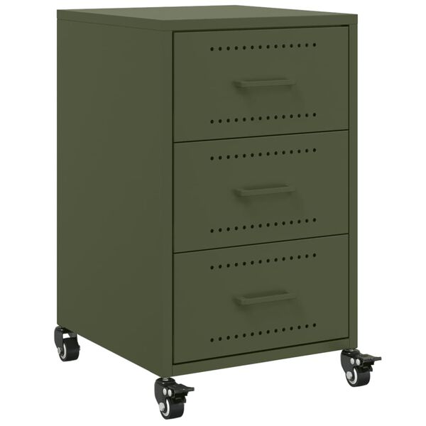 vidaXL Bedside Cabinet Olive Green Cold-rolled steel Medium