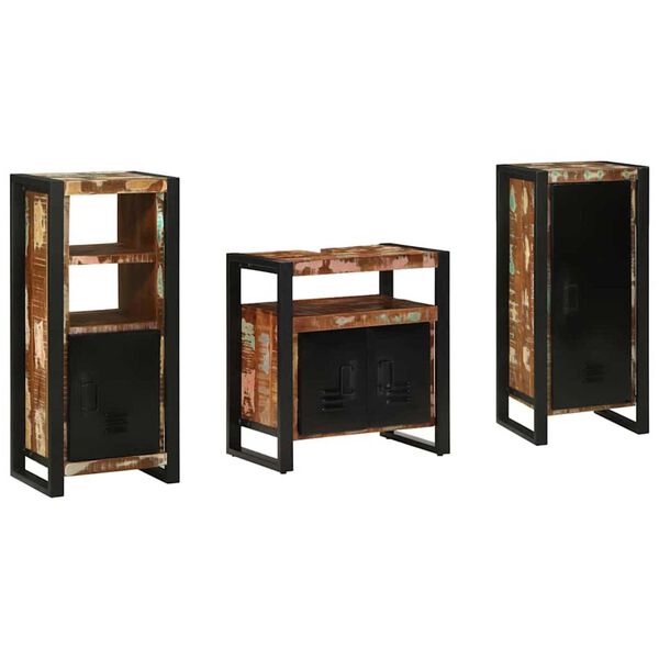 vidaXL Bathroom Furniture Set with Drawer 3 pcs Solid Reclaim Wood