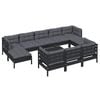vidaXL Garden Lounge Set Black Solid pine wood, 100% polyester fabric
