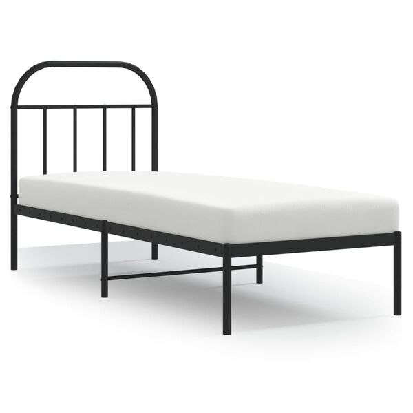 vidaXL Bed Frame Black Powder-Coated Steel Small Single Durable