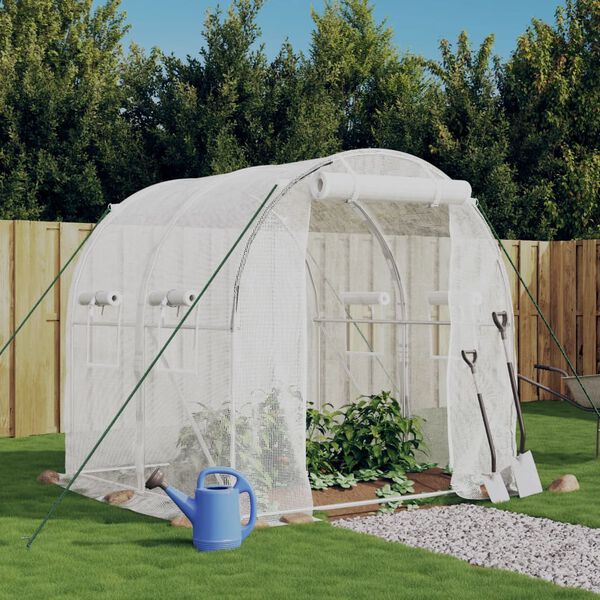 vidaXL Greenhouse White Polyethylene (PE), galvanized steel 43 sq ft