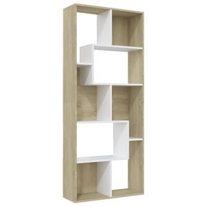 vidaXL Book Cabinet White and Sonoma Oak Engineered Wood