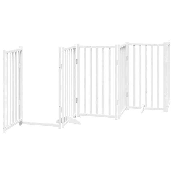 vidaXL Dog Gate Set of 6 White Solid fir wood Foldable, 6 panels