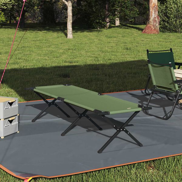 vidaXL Folding Camping Bed Folding Green 75.98 x 27.17 x 17.72 in