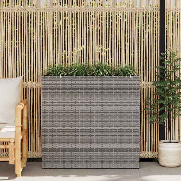 vidaXL Raised Bed Grey Poly rattan frame Medium Planters Planter