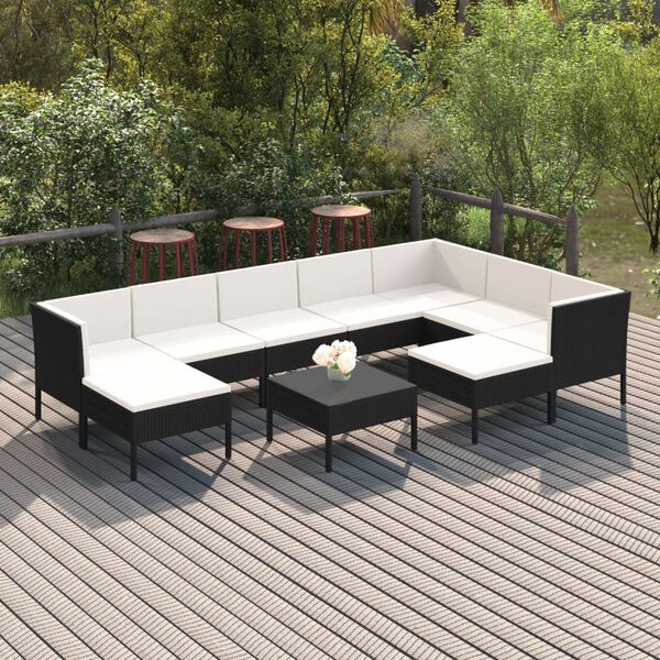 vidaXL Garden Lounge Set Black, Cream White