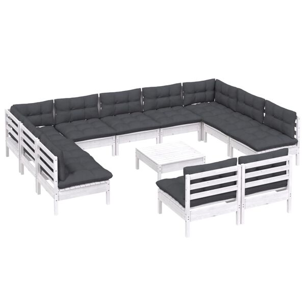 vidaXL Garden Lounge Set White, Anthracite