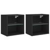 vidaXL Bedside Cabinet Set of 2 Black Engineered wood, Glass