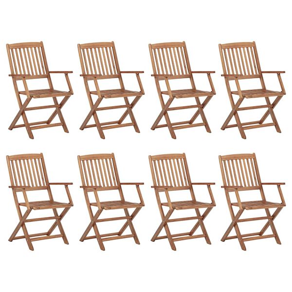 vidaXL Folding Chairs with Cushions 8 pcs Solid Acacia Wood