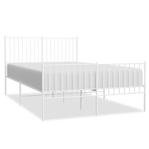 vidaXL Bed Frame White Powder-coated steel Double Bed Frame