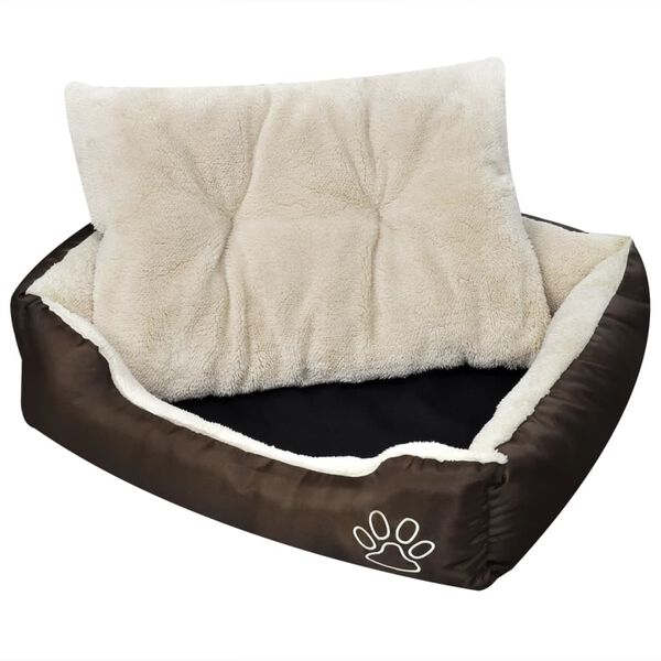 vidaXL Dog Bed Brown and Beige PU coated oxford and faux fur XXL Durable