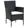 vidaXL Dining Set Black Poly Rattan, Steel, WPC, Aluminum, Polyester