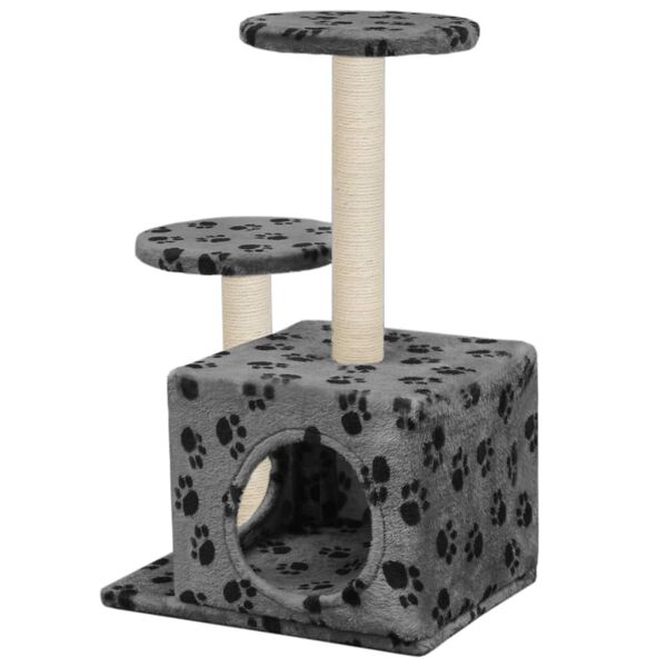 vidaXL Cat Tree Grey with paw prints