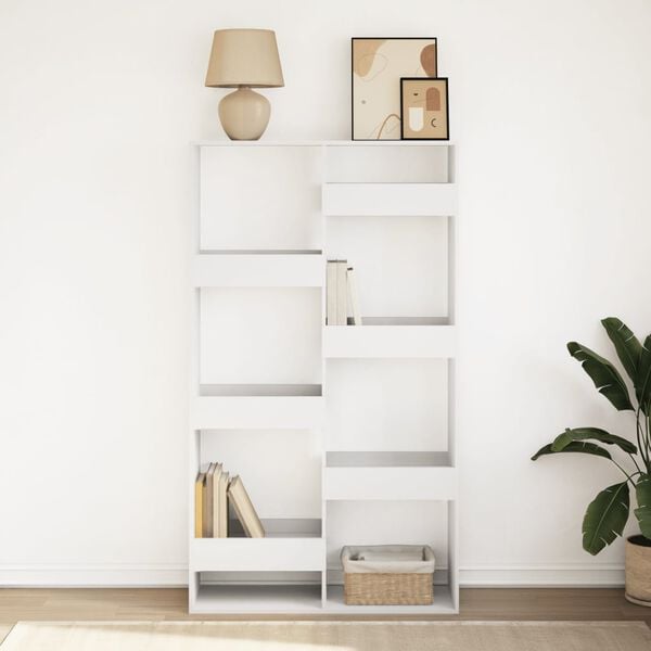 vidaXL Bookcase White Engineered Wood Large Bookcase Rectangular