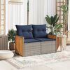 vidaXL Patio Sofa with Cushions 2-Seater Gray Poly Rattan