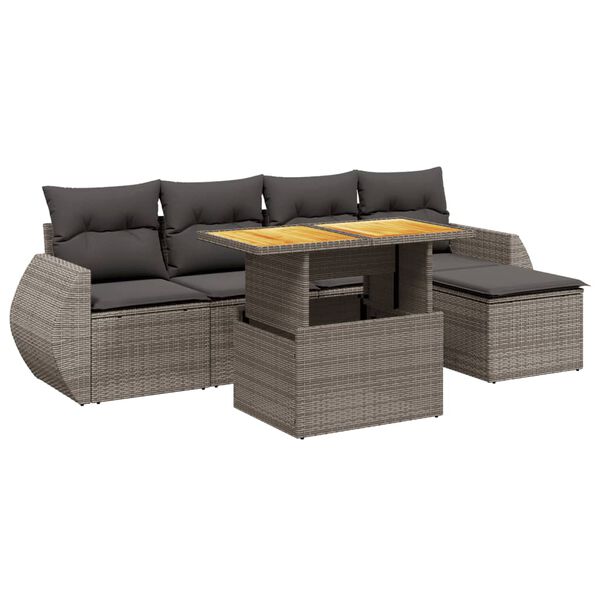 vidaXL Garden Sofa Set Grey PE rattan, powder-coated steel Large