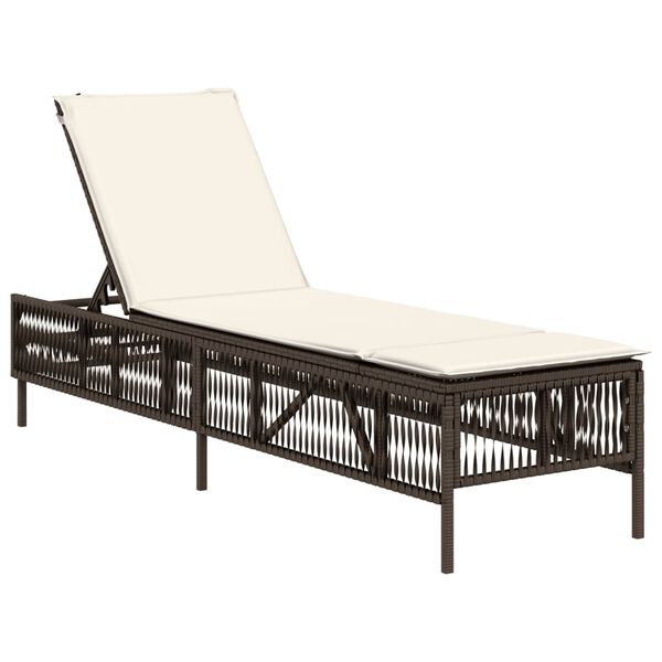 vidaXL Sun Lounger Brown PE rattan