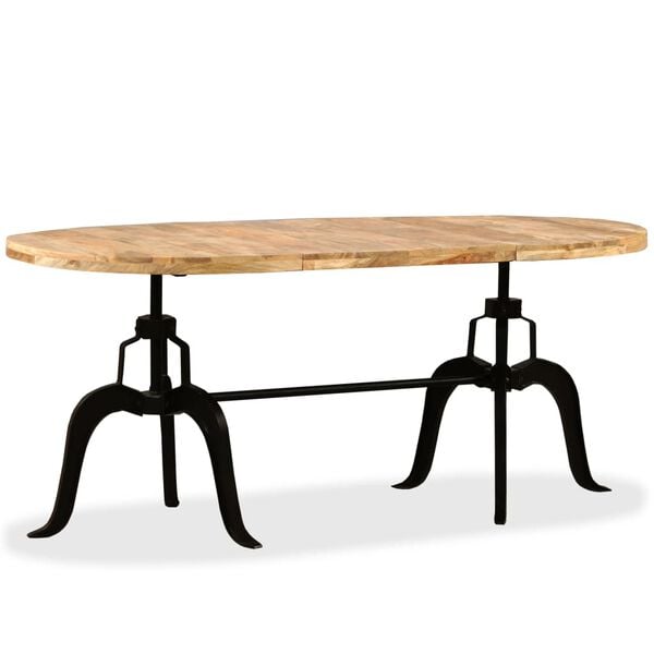 vidaXL Dining Table Natural Mango Wood Solid Mango Wood, Steel