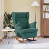 vidaXL Rocking Chair Dark Green Velvet, Solid Rubber Wood Medium