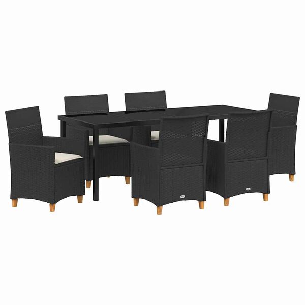 vidaXL Garden Dining Set 7 pcs Black Poly Rattan
