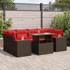 vidaXL 7 Piece Patio Sofa Set with Cushions Brown Poly Rattan
