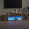 vidaXL TV Cabinet Smoked Oak Engineered Wood, Glass Standard TV Cabinet