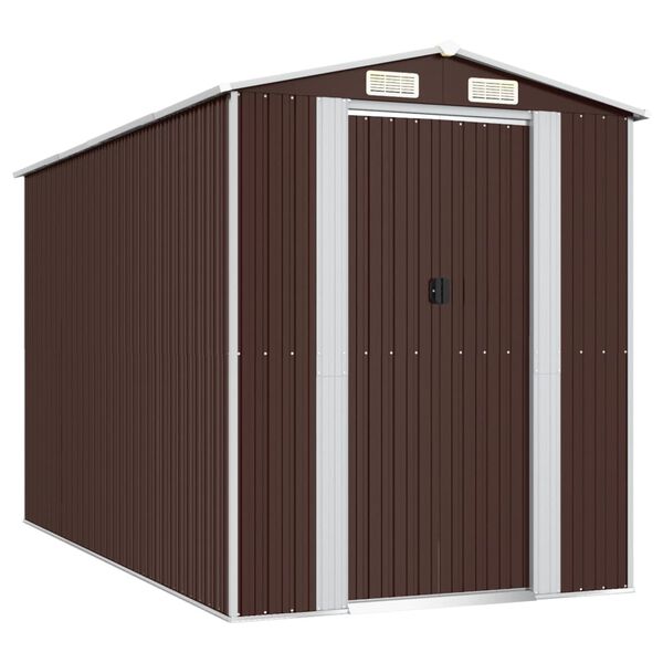 vidaXL Garden Shed Dark brown Galvanized Steel Large Storage