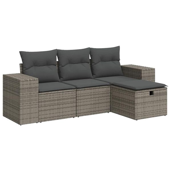 vidaXL Garden Sofa Set Grey PE Rattan Large Modular Garden Sofa Set