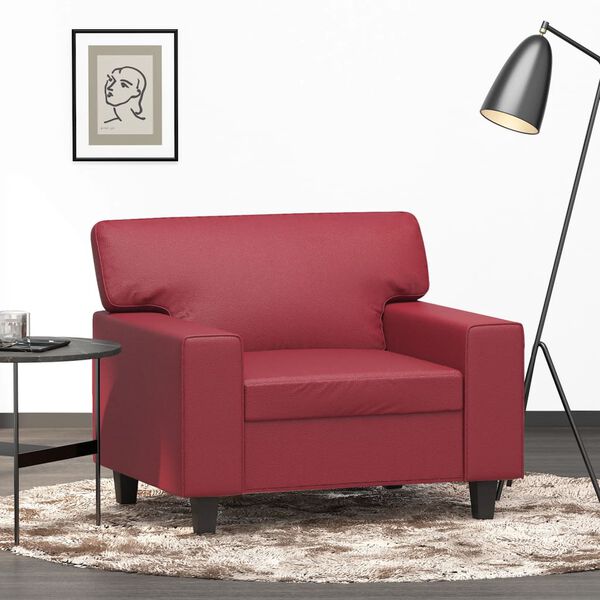 vidaXL Sofa Chair Wine Red Faux Leather, Metal, Textilene 23.6 in