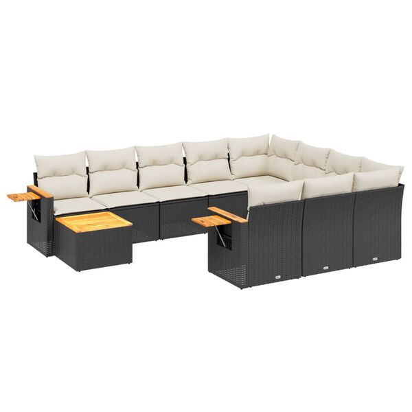 vidaXL Garden Sofa Set Black, Cream White