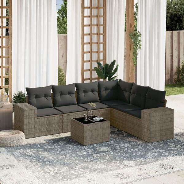 vidaXL Garden Sofa Set Gray Poly Rattan Large Modular Garden Sofa Set