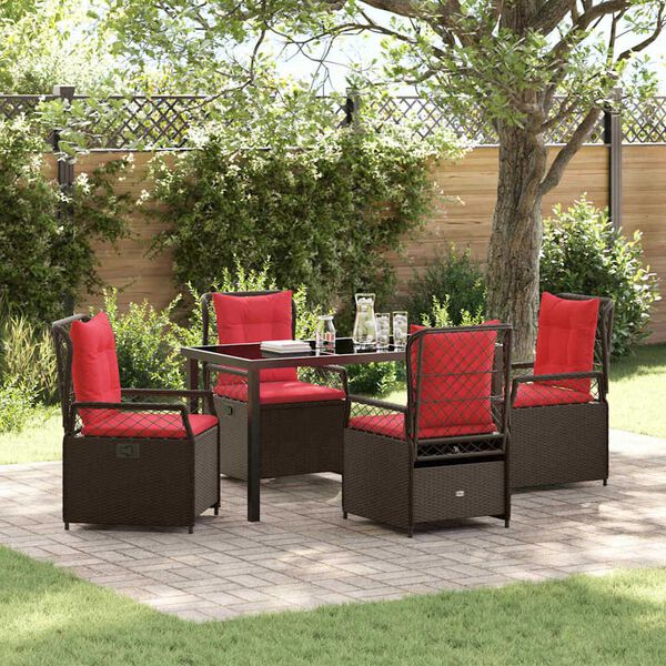vidaXL Garden Dining Set 5 pcs Brown poly rattan