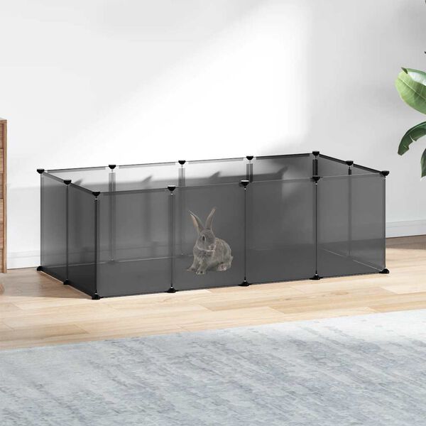 vidaXL Animal Cage Black PP plastic panels, steel frames