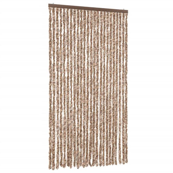 vidaXL Fly Curtain Beige and Dark Brown 39.4x86.6" Chenille