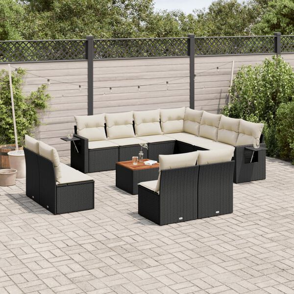 vidaXL Garden Sofa Set Black PE rattan Large Modular Garden Sofa Set