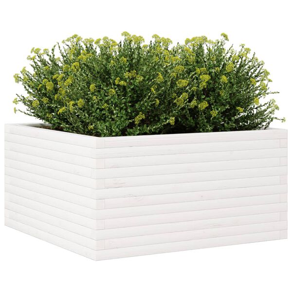 vidaXL Garden Planter White Solid pine wood 35.4x35.4x18.1 in