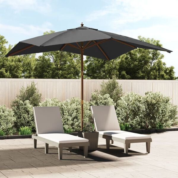 vidaXL Garden Parasol Anthracite Polyester, Solid hardwood, Laminated bamboo