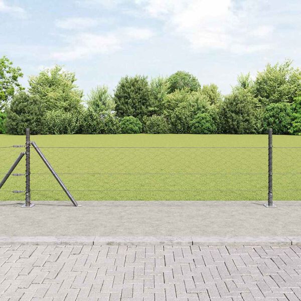 vidaXL Fence with Posts Gray 0.5 x 50 m PVC-coated steel