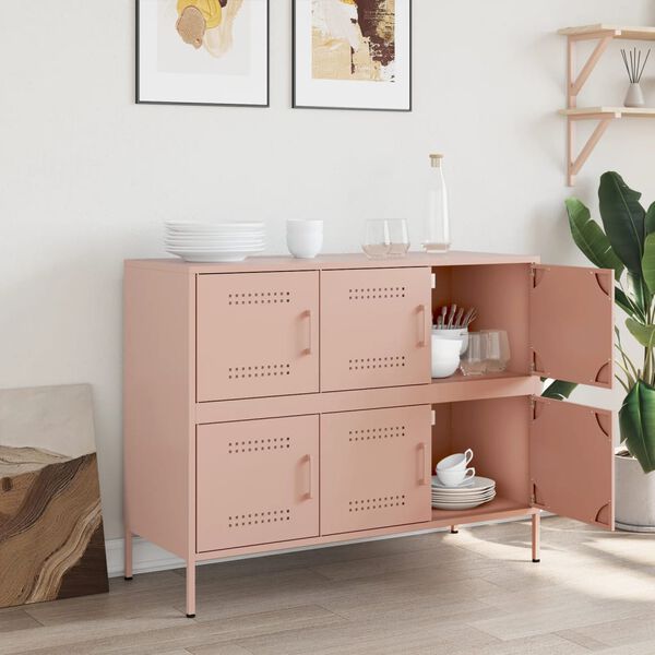 vidaXL Sideboard Pink Cold-rolled steel Medium Sideboard Rectangular