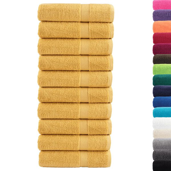 vidaXL Shower Towel Set of 10 Gold 100% cotton 27.6 x 55.1 in Durable