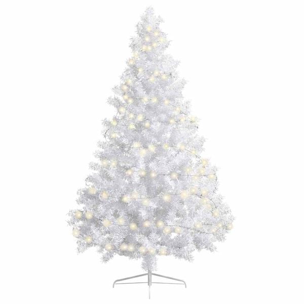 vidaXL Artificial Half Christmas Tree White PVC, steel 82.7 in tall
