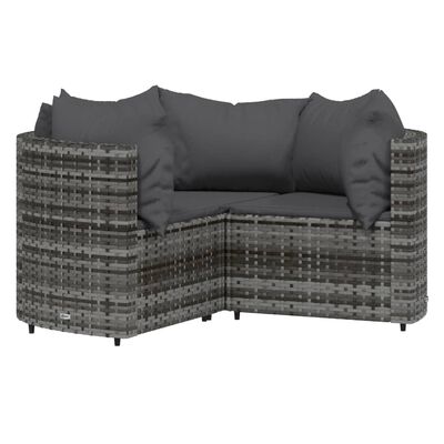 vidaXL 4 Piece Patio Lounge Set with Cushions Gray Poly Rattan