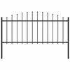 vidaXL Garden Fence with Spear Top Steel 66.9x29.5" Black