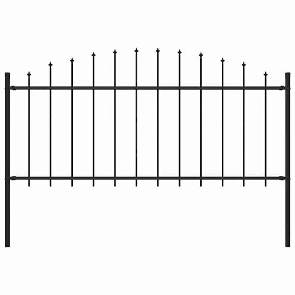 vidaXL Garden Fence with Spear Top Steel 66.9x29.5" Black