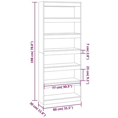 vidaXL Book Cabinet/Room Divider Brown Oak 31.5"x11.8"x78" Engineered Wood