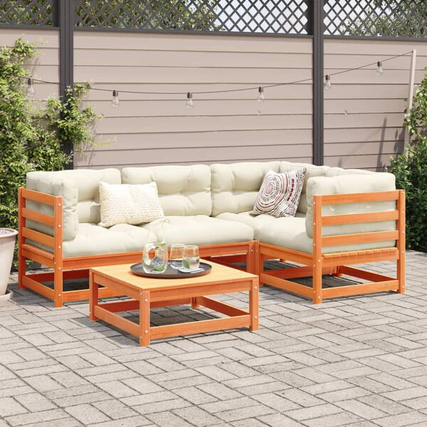 vidaXL Garden Sofa Set Wax Brown Solid Pine Wood Large Modular