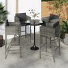 vidaXL Bar Stool Set of 4 Grey Poly rattan, powder-coated steel Standard